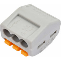 Строительно-монтажная клемма (СМК) ЭРА NO-222-23 модель 413, с рычагом, 3 отверстия, 0.08-2.5мм2, 2 штуки Б0033397