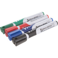 Набор маркеров для доски BRAUBERG SOFT 4 шт., резиновая вставка, 5 мм 151252