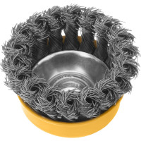 Щетка чашка (75 мм; М14; крученая нержавеющая проволока 0.5 мм) для УШМ Denzel 746243