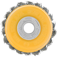 Щетка чашка (75 мм; М14; крученая нержавеющая проволока 0.5 мм) для УШМ Denzel 746243