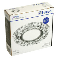 Потолочный светильник FERON встраиваемый с белой LED подсветкой 15LED 2835 SMD 4000K, MR16 50W G5.3, белый, хром, CD905 28848
