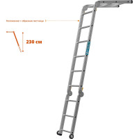 Профессиональные рабочие подмости СИБИН ПРП-36 3x6x3 ступени, алюмин, складные с колесами и съемной площадкой 38845