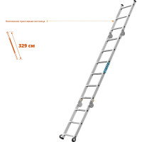 Профессиональные рабочие подмости СИБИН ПРП-36 3x6x3 ступени, алюмин, складные с колесами и съемной площадкой 38845