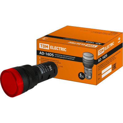Лампа TDM ELECTRIC AD-16DS LED матрица d16мм красный 230В АС SQ0702-0071