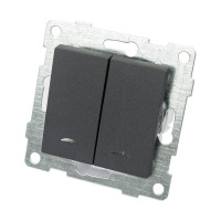 Выключатель GUSI ELECTRIC Ugra 2 клавиши, индикация, СУ, 10А, 250В, графит С11В28-010