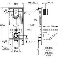 Инсталляция для подвесного унитаза GROHE Rapid SL 3 в 1 в сборе 38721001