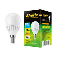 Светодиодная лампа Sholtz шар 11Вт E14 2700K 220В, керамика LEB3061