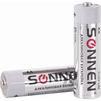 Батарейки SONNEN Alkaline, АА алкалиновые, 2 шт., в блистере, 451084