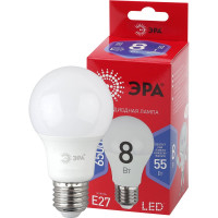 Светодиодная лампа ЭРА LED A60 8W 865 E27 R диод, груша, 8Вт, холодный, Б0045323