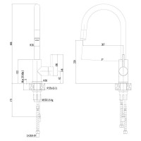 Смеситель для кухни мойки Haiba поворотный с высоким изливом, нержавеющая сталь HB71304-3