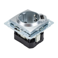 Розетка + USB разъём Lezard, KARINA, с заземлением, матовое серебро, 707-4388-181