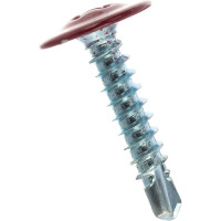 Саморезы с пресс-шайбой Госкреп со сверлом, 4.2х19 мм, красные, RAL3005, 30 шт. 1-0017500