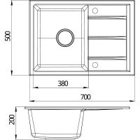 Кухонная кварцевая мойка EMAR EMQ-1700.Q Морион