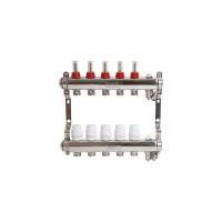 Коллекторная группа VRT 1"х3/4", евроконус, 5 выходов, c расходомерами 530144