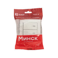 2-клавишный выключатель EKF, СП проходной 10А белый Минск Basic ERV10-027-10