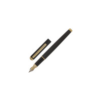Подарочная перьевая ручка BRAUBERG Maestro синяя, черный корпус с золотистыми деталями, линия 0.25 мм 143471