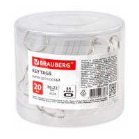 Прозрачные бирки для ключей BRAUBERG комплект 20 шт, длина 55 мм, инфо-окно 39х22 мм 237496