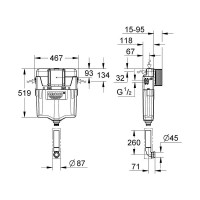 Смывной бачок GROHE GD2 скрытый монтаж, пневматический 38661000