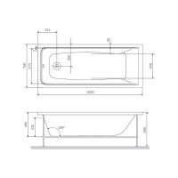 Каркас AM.PM в комплекте с монтажным набором 150х70 см, Gem W90A-150-070W-R