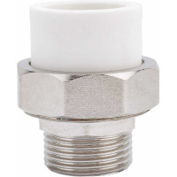 Комбинированная муфта СТМ ПЛАСТ PP-R, разъемная, с наружной резьбой, DN 25х3/4" CPRM2534