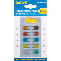 Флажковые предохранители с индикатором DolleX MINI 10 шт., пинцет PRFM-21