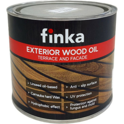 Finka Масло для террас и фасадовExterior Wood Oil (Walnut) грецкий орех для внутренних и наружных работ, льняная основа 2.2 L арт. FO-22W