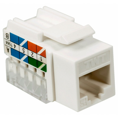 TWT Модуль Keystone RJ45, Cat.5E, UTP, 90 градусов, белый TWT-OK45UTP/5E-WH