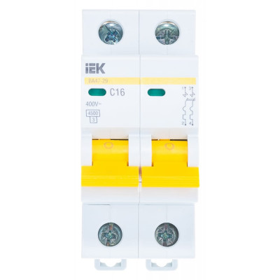 IEK Выключатель авт. мод. 2п C 16А ВА 47-29 4.5кА ИЭК MVA20-2-016-C