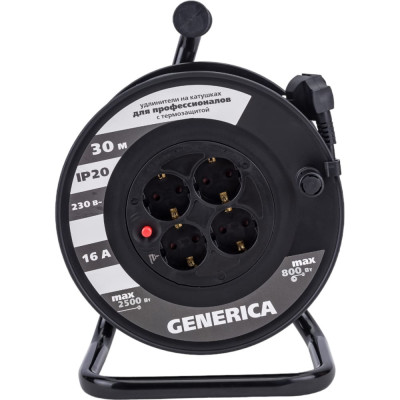 GENERICA Катушка УК30 с т/з 4 места 2P+PE/30м 3x1,5мм2 WKP20-16-04-30-G