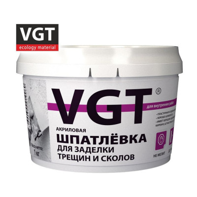 VGT ШПАТЛЕВКА ДЛЯ ЗАДЕЛКИ ТРЕЩИН И СКОЛОВ акриловая для внутренних работ 1кг 25550 11607362