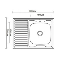 Ledeme Мойка из нержавеющей стали L98060-L надкладная с левым крылом (80x60, 0,8 мм) L98060-R