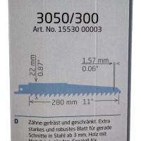 Полотно по металлу 3050/300 Bi-metall (3 шт; 300х22х1.57 мм; 280 мм; 10 TPI) WILPU 1553000003