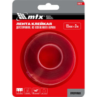 Двусторонняя клейкая лента из вспененного акрила MATRIX прозрачная, 15 мм х 3 м 89078