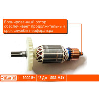 Перфоратор Sturm SDS-MAX 2000Вт, 12Дж, 3900уд/мин, 560об/мин, 2 режима, кейс RH25206PM