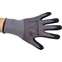 Трикотажные перчатки с нитриловым покрытием ULTIMA ПВХ-точка на ладони ULT825/L