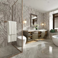 Самоклеящаяся ПВХ плитка LAKO (светло-коричневый мрамор; 28 шт.; 2,52 кв.м) LKD-81019-1