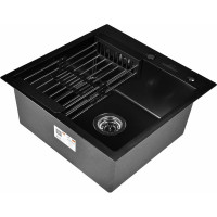 Комплект мойка из нержавеющей стали WISENT с PVD, с коландером WGS35050B/WGER019B/W302644B