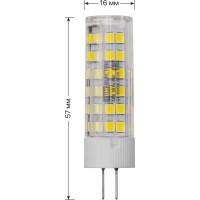 Светодиодная лампа TDM ELECTRIC G4-5 Вт-AC/DC 12 В-4000 К, SMD, 16x57 мм SQ0340-0214