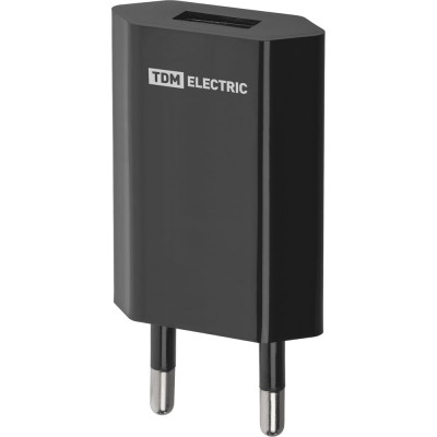 Сетевое зарядное устройство TDM ELECTRIC ELECTRIC СЗУ 2, 1 А, 1 USB, черный, SQ1810-0002