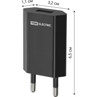 Сетевое зарядное устройство TDM ELECTRIC ELECTRIC СЗУ 2, 1 А, 1 USB, черный, SQ1810-0002
