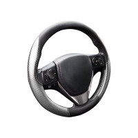 Оплетка KRAFT эко-кожа с карбоновыми вставками, размер M, 38 см, черно-серая KT 800344