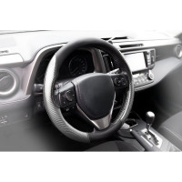 Оплетка KRAFT эко-кожа с карбоновыми вставками, размер M, 38 см, черно-серая KT 800344