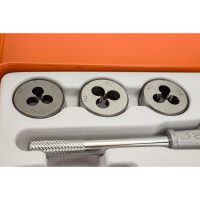 Набор метчиков и плашек BOHRER метрические, М3x0,5 М4x0,7 М5x0,8 М6x1,0 М8x1,25 М10x1,5, вороток, 14 предметов 31850140