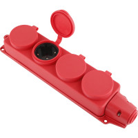 Каучуковая колодка duwi с крышкой с заземлением 4 гнезда 16A IP44 красная 27467 4