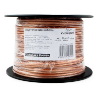 Акустический кабель Cablexpert 2x2.5мм2, медь, 50м, прозрачный с оранж.пол., на катушке, CC-TC2x2,5-50M