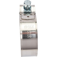 Силовой хомут Nord-Yada Д: 56-59 мм, Ш: 22 мм, Т: 0,6 мм, болт: М6х60, нерж. сталь 902886