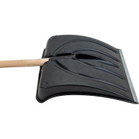 Лопата РемоКолор снегоуборочная, пластмассовая, с накладкой, деревянный черенок, 380x365мм 69-0-429