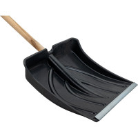 Лопата РемоКолор снегоуборочная, пластмассовая, с накладкой, деревянный черенок, 380x365мм 69-0-429