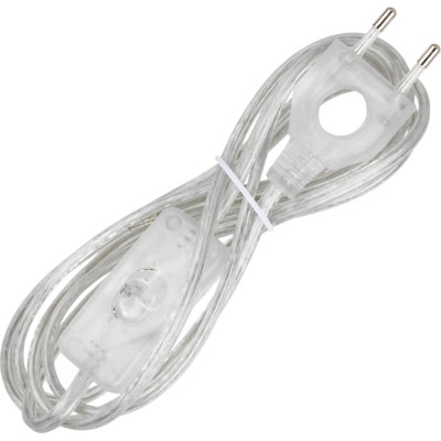 Шнур с выключателем и плоской вилкой с вырезом TDM ELECTRIC ШУ03В ШВВП 2x0,75мм2 2 м. прозрачный SQ1305-0024
