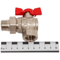 Шаровой кран VALFEX PREMIUM для воды, угловой, с американкой, 1/2" ВР/НР, бабочка VF.269.NB1.012.PREMIUM